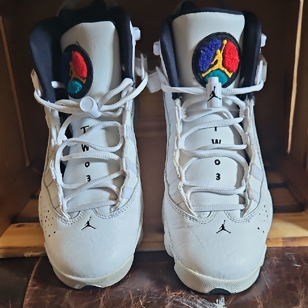 Jordan Kids White Sneakers with Multicolor Logo